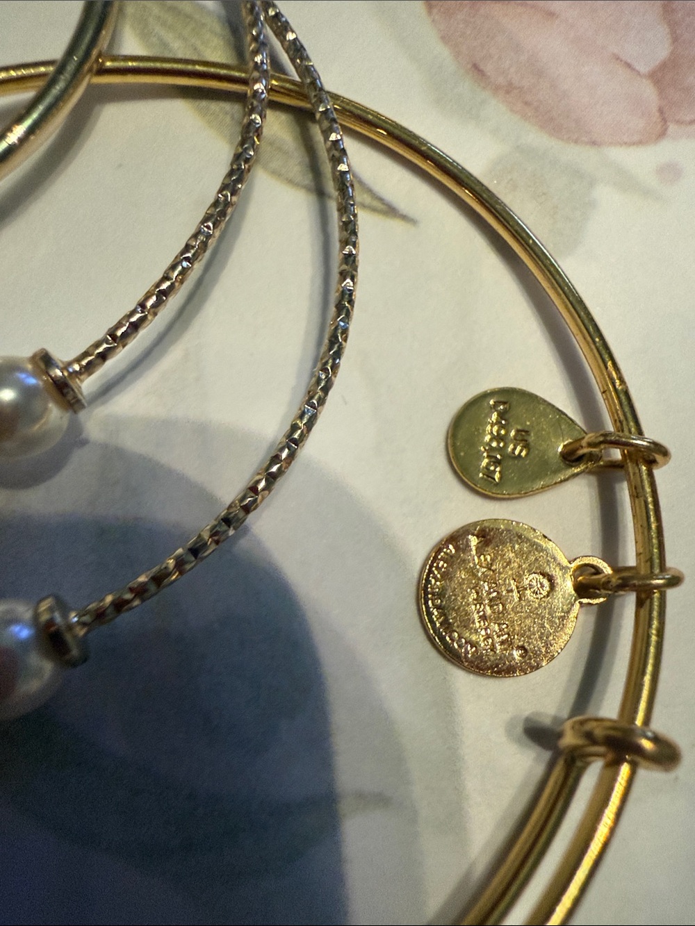 Gold Tone and Pearl Accent Bangle Set - Women Jewelry - Picture 4 of 4